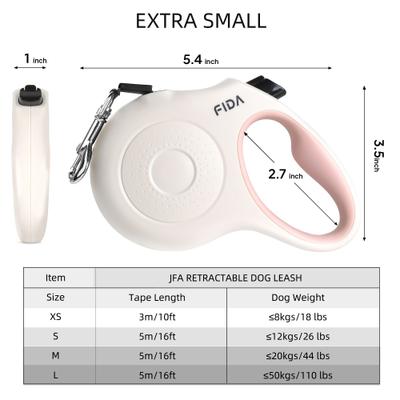 Show full view: FIDA JFA Retractable Dog Leash, White, X-Small: 10-ft long slide 4 of 5