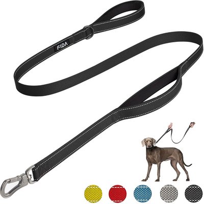FIDA FIDA Leash with Integrated Traffic Handles Dog Leash, 5-ft long, 1-in wide, Black