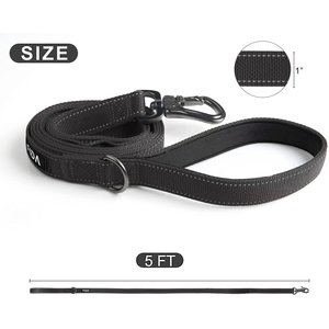 FIDA Leash with Integrated Traffic Handles Dog Leash, 5-ft long, 1-in wide, Black
