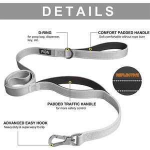 FIDA Leash with Integrated Traffic Handles Dog Leash, 5-ft long, 1-in wide, Grey