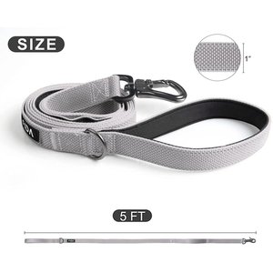 FIDA Leash with Integrated Traffic Handles Dog Leash, 5-ft long, 1-in wide, Grey