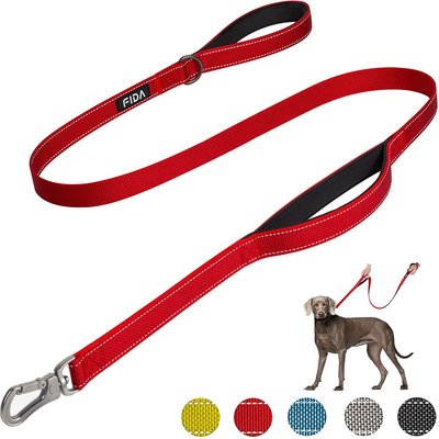 FIDA FIDA Leash with Integrated Traffic Handles Dog Leash, 5-ft long, 1-in wide, Red