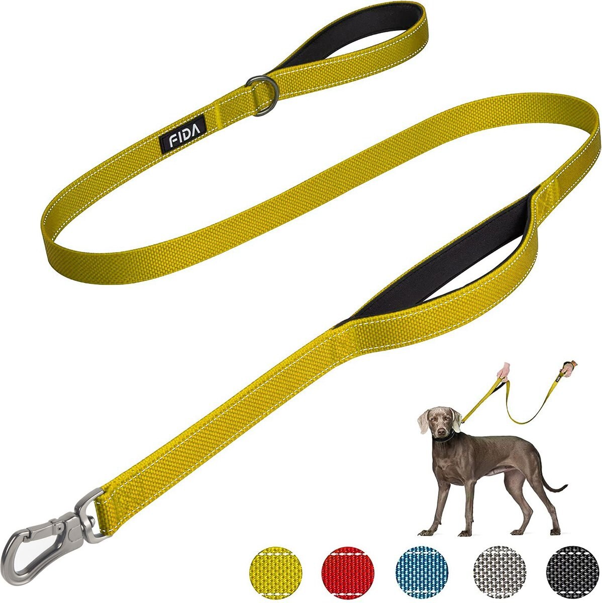 FIDA Leash with Integrated Traffic Handles Dog Leash, 5-ft long, 1-in wide