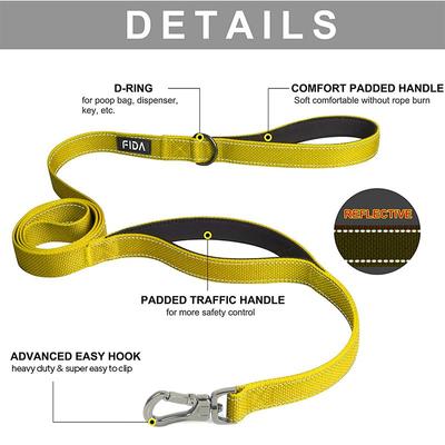 Show full view: FIDA Leash with Integrated Traffic Handles Dog Leash, 5-ft long, 1-in wide, Yellow slide 2 of 8