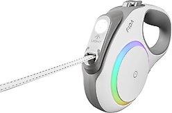 FIDA LED Lighted Retractable Dog Leash, 16-ft long, 7/16-in wide, White, Small/Medium