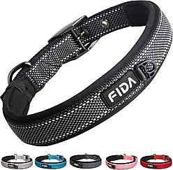 FIDA Neoprene Lined Dog Collar, Black, Small: 11 to 14.5-in neck, 7/8-in wide