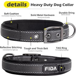FIDA Neoprene Lined Dog Collar, Black, Small: 11 to 14.5-in neck, 7/8-in wide slide 2 of 5