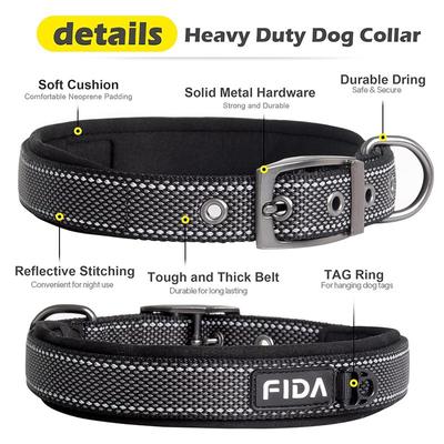 Show full view: FIDA Neoprene Lined Dog Collar, Black, Small: 11 to 14.5-in neck, 7/8-in wide slide 2 of 6