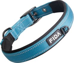 FIDA Neoprene Lined Dog Collar, Blue, Medium: 14.5 to 19-in neck, 1-in wide