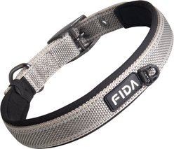 FIDA Neoprene Lined Dog Collar, Grey, Small: 11 to 14.5-in neck, 7/8-in wide