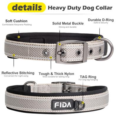 Show full view: FIDA Neoprene Lined Dog Collar, Grey, Small: 11 to 14.5-in neck, 7/8-in wide slide 5 of 6