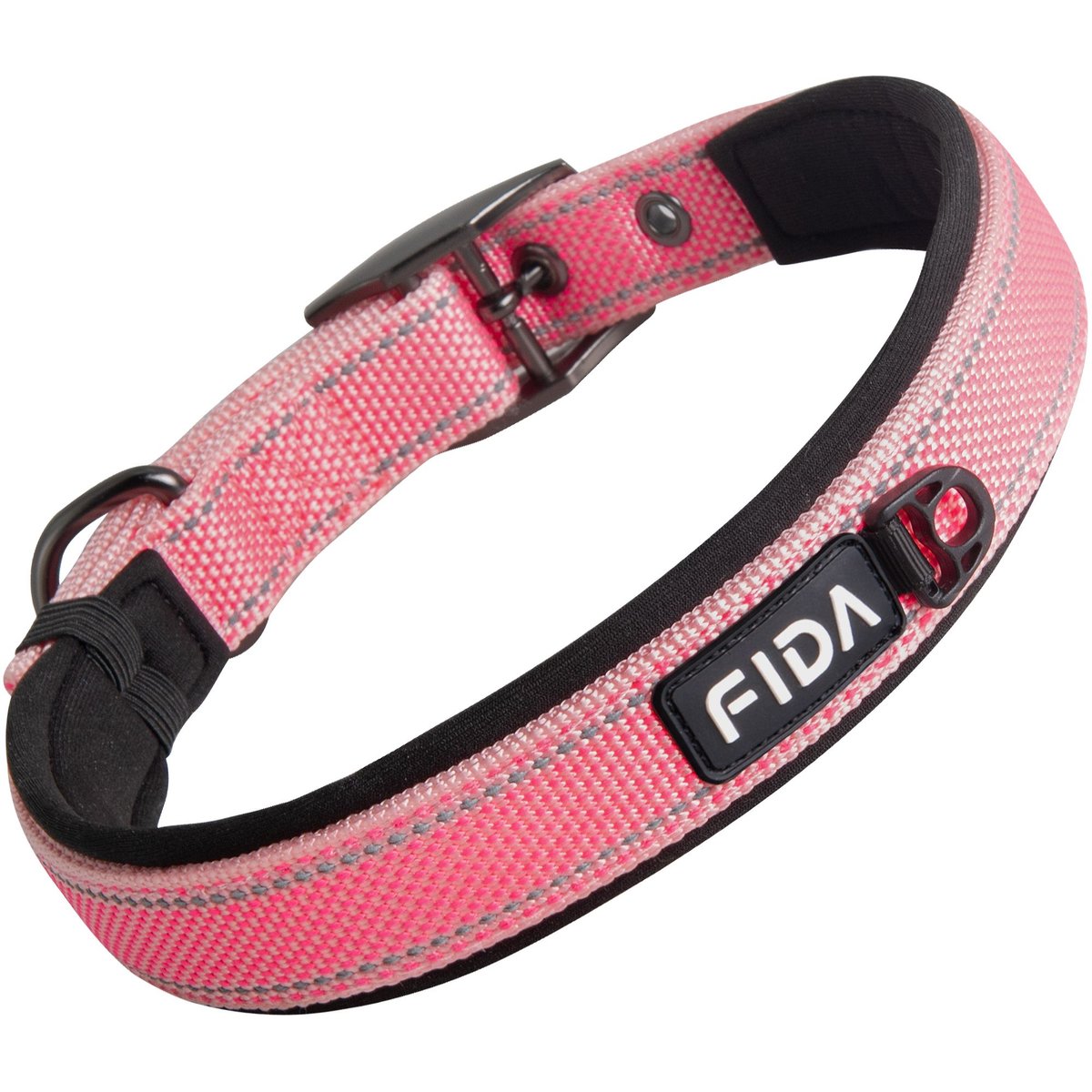 FIDA Neoprene Lined Dog Collar, Pink, Medium: 14.5 to 19-in neck, 1-in wide
