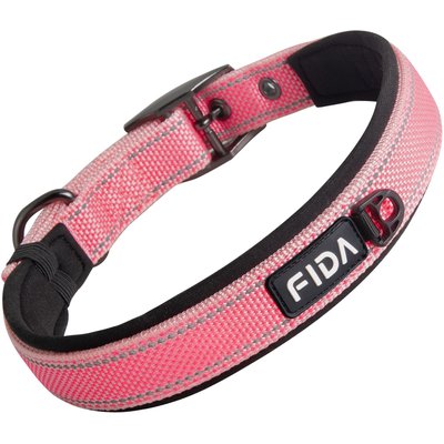 FIDA FIDA Neoprene Lined Dog Collar, Pink, Medium: 14.5 to 19-in neck, 1-in wide