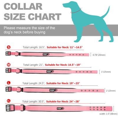 Show full view: FIDA Neoprene Lined Dog Collar, Pink, Medium: 14.5 to 19-in neck, 1-in wide slide 5 of 6