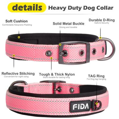 Show full view: FIDA Neoprene Lined Dog Collar, Pink, Medium: 14.5 to 19-in neck, 1-in wide slide 2 of 6