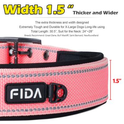 Show full view: FIDA Neoprene Lined Dog Collar, Pink, X-Large: 24 to 28-in neck, 1.5-in wide slide 4 of 9