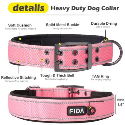 Show full view: FIDA Neoprene Lined Dog Collar, Pink, X-Large: 24 to 28-in neck, 1.5-in wide slide 2 of 9