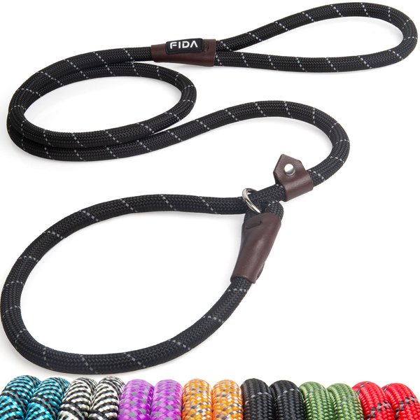Show full view: FIDA Rope Slip Training Dog Leash, 6-ft long, 1/2-in wide, Black slide 1 of 7