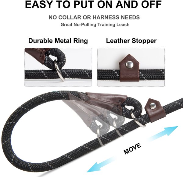 Show full view: FIDA Rope Slip Training Dog Leash, 6-ft long, 1/2-in wide, Black slide 3 of 7
