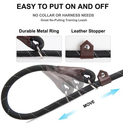 Show full view: FIDA Rope Slip Training Dog Leash, 6-ft long, 1/2-in wide, Black slide 3 of 7