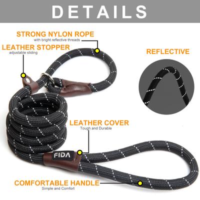 Show full view: FIDA Rope Slip Training Dog Leash, 6-ft long, 1/2-in wide, Black slide 2 of 7