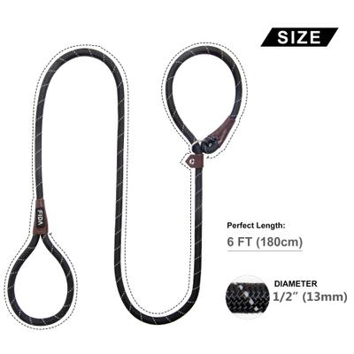 Show full view: FIDA Rope Slip Training Dog Leash, 6-ft long, 1/2-in wide, Black slide 4 of 7