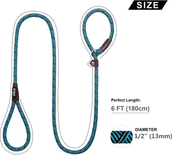 Show full view: FIDA Rope Slip Training Dog Leash, 6-ft long, 1/2-in wide, Blue slide 3 of 7
