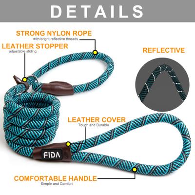 Show full view: FIDA Rope Slip Training Dog Leash, 6-ft long, 1/2-in wide, Blue slide 6 of 7