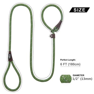 Show full view: FIDA Rope Slip Training Dog Leash, 6-ft long, 1/2-in wide, Green slide 3 of 6