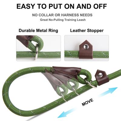 Show full view: FIDA Rope Slip Training Dog Leash, 6-ft long, 1/2-in wide, Green slide 2 of 6