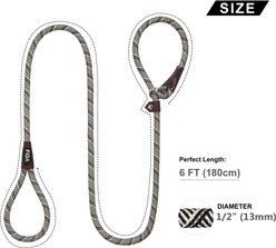 FIDA Rope Slip Training Dog Leash, 6-ft long, 1/2-in wide, Grey slide 2 of 6