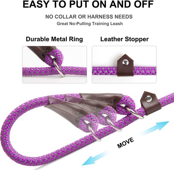 Show full view: FIDA Rope Slip Training Dog Leash, 6-ft long, 1/2-in wide, Purple slide 3 of 7