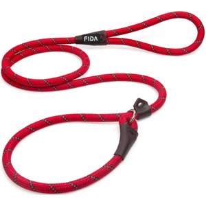 FIDA Rope Slip Training Dog Leash, 6-ft long, 1/2-in wide, Red