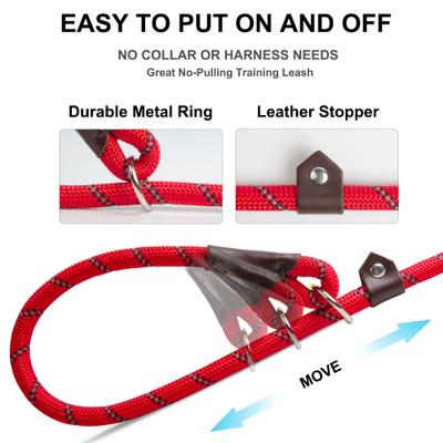 Show full view: FIDA Rope Slip Training Dog Leash, 6-ft long, 1/2-in wide, Red slide 2 of 7