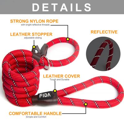 Show full view: FIDA Rope Slip Training Dog Leash, 6-ft long, 1/2-in wide, Red slide 6 of 7
