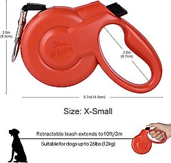 FIDA Styleash Retractable Dog Leash, 10-ft long, Red, X-Small slide 2 of 6