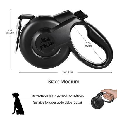 Show full view: FIDA Styleash Retractable Dog Leash, 16-ft long, Black, Medium slide 3 of 6