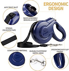 FIDA Styleash Retractable Dog Leash, 16-ft long, Blue, Medium slide 2 of 4