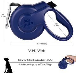 FIDA Styleash Retractable Dog Leash, 16-ft long, Blue, Small slide 2 of 5