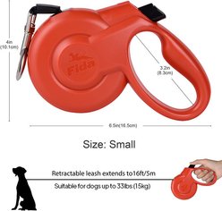 FIDA Styleash Retractable Dog Leash, 16-ft long, Red, Small slide 2 of 5