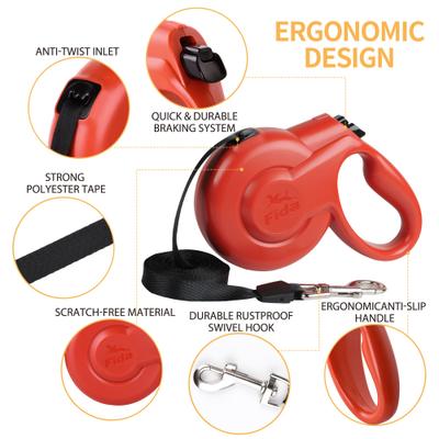 Show full view: FIDA Styleash Retractable Dog Leash, 16-ft long, Red, Small slide 3 of 6