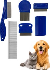 Fido Fave Flea Comb & Detangling Dog & Cat Grooming Set, Blue, pack of 6