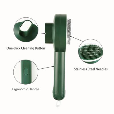 Show full view: Fido Fave Self-Cleaning UV Sterilization Cat Slicker Brush, Green, Medium slide 4 of 11