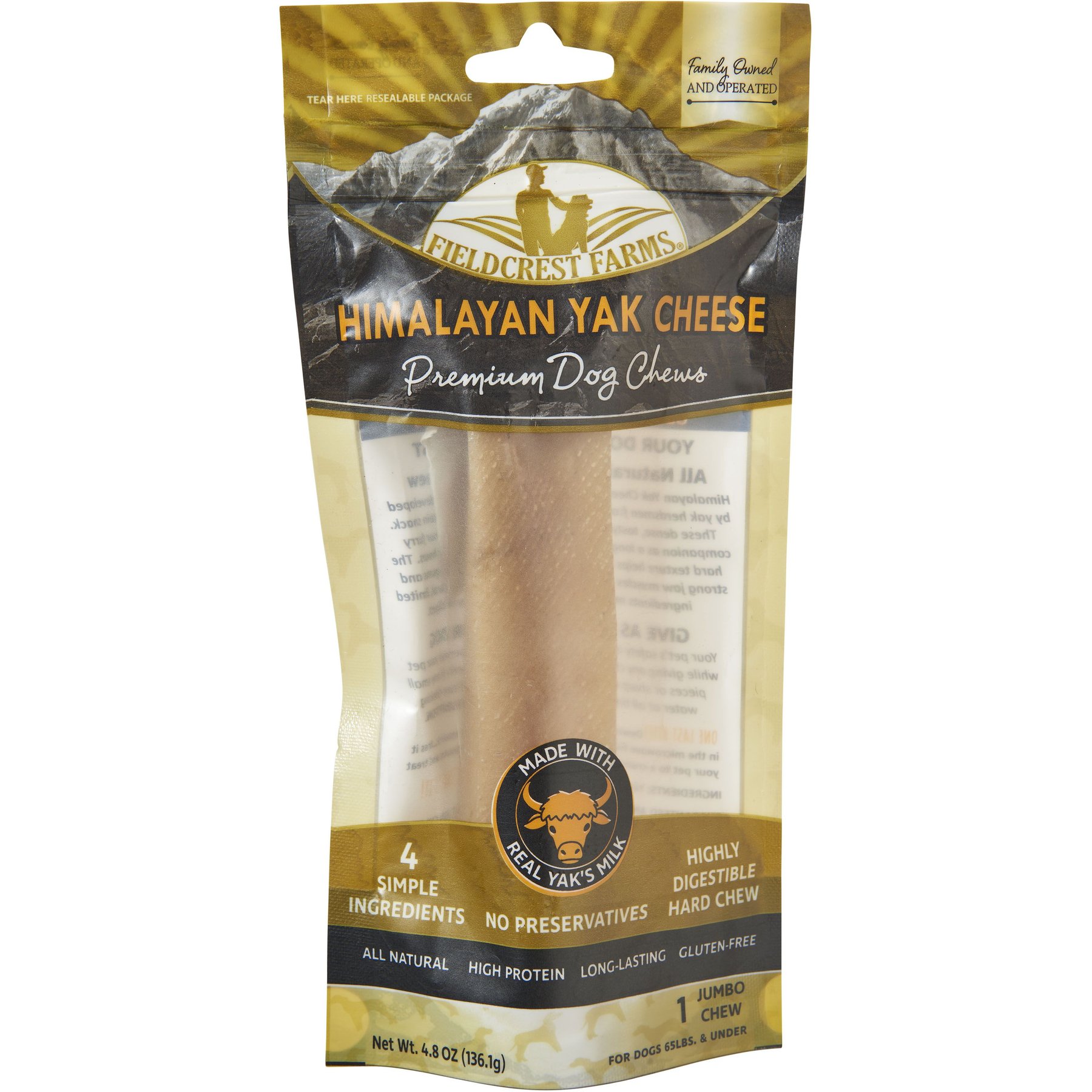 Fieldcrest Farms Himalayan Yak Cheese Jumbo Dog Chew, 5.5-inch, 1 count