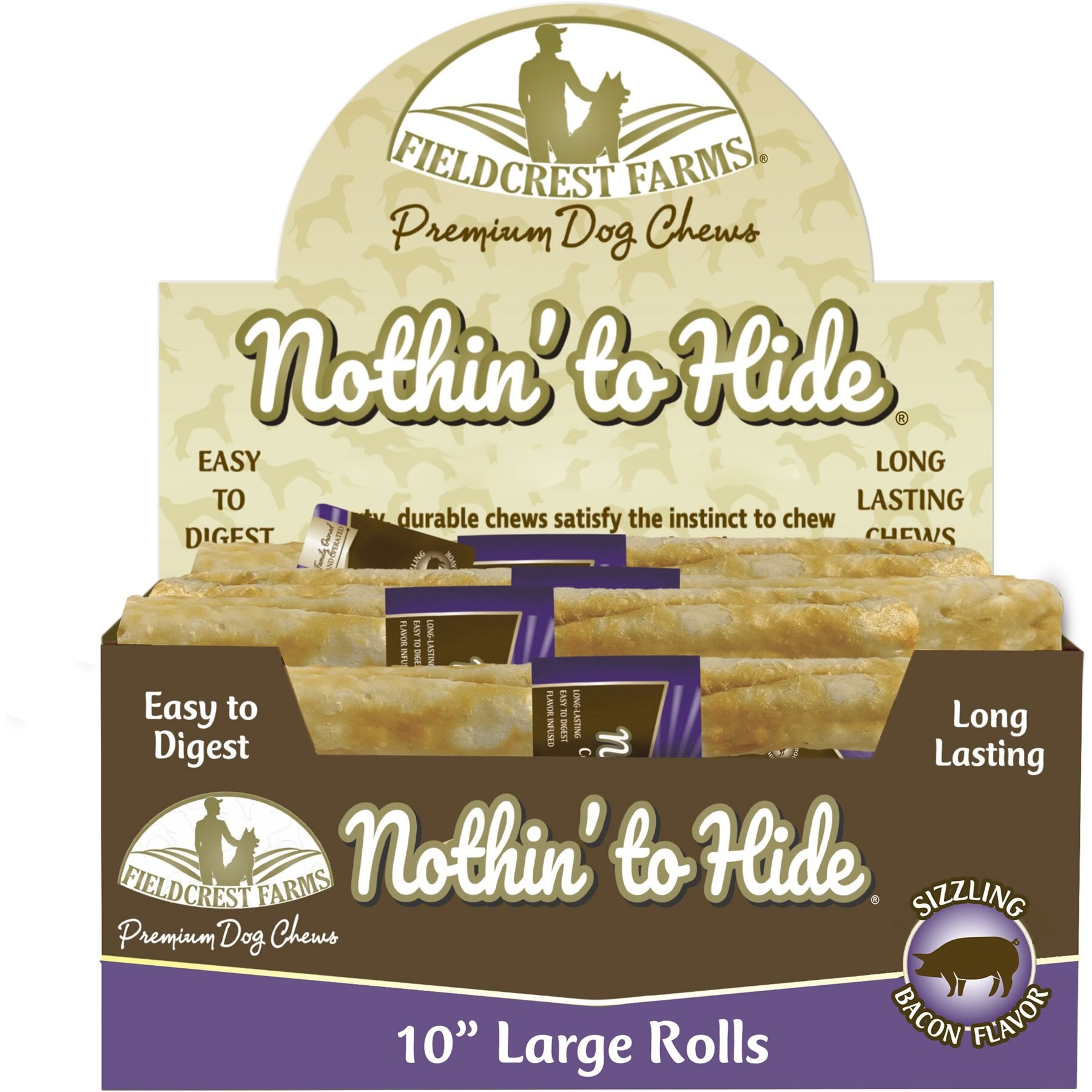 Fieldcrest Farms Nothin' To Hide Large Roll 10-inch Bacon Flavor Dog Chew, 1 count