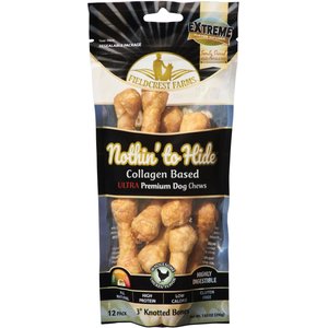 Fieldcrest Farms Nothin' To Hide 3-inch Ultra Knotted Bone Chicken Flavor Dog Chews, 12 count