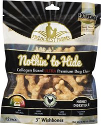 Fieldcrest Farms Nothin' To Hide 3-inch Ultra Wishbone Chicken Flavor Dog Chews, 12 count