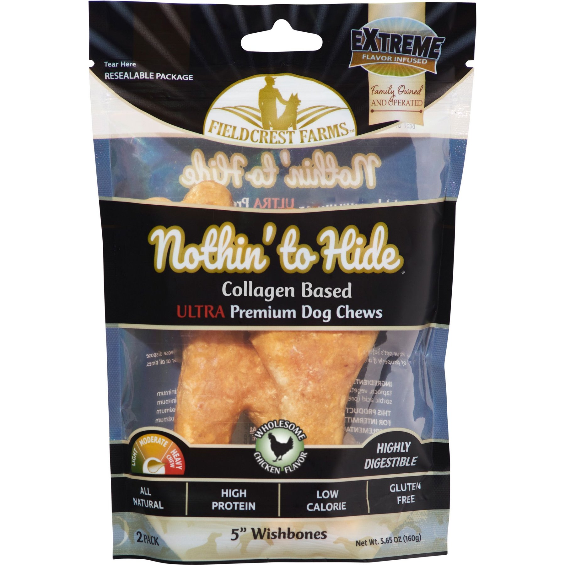Fieldcrest Farms Nothin' To Hide 5-inch Ultra Wishbone Chicken Flavor Dog Chews, 2 count