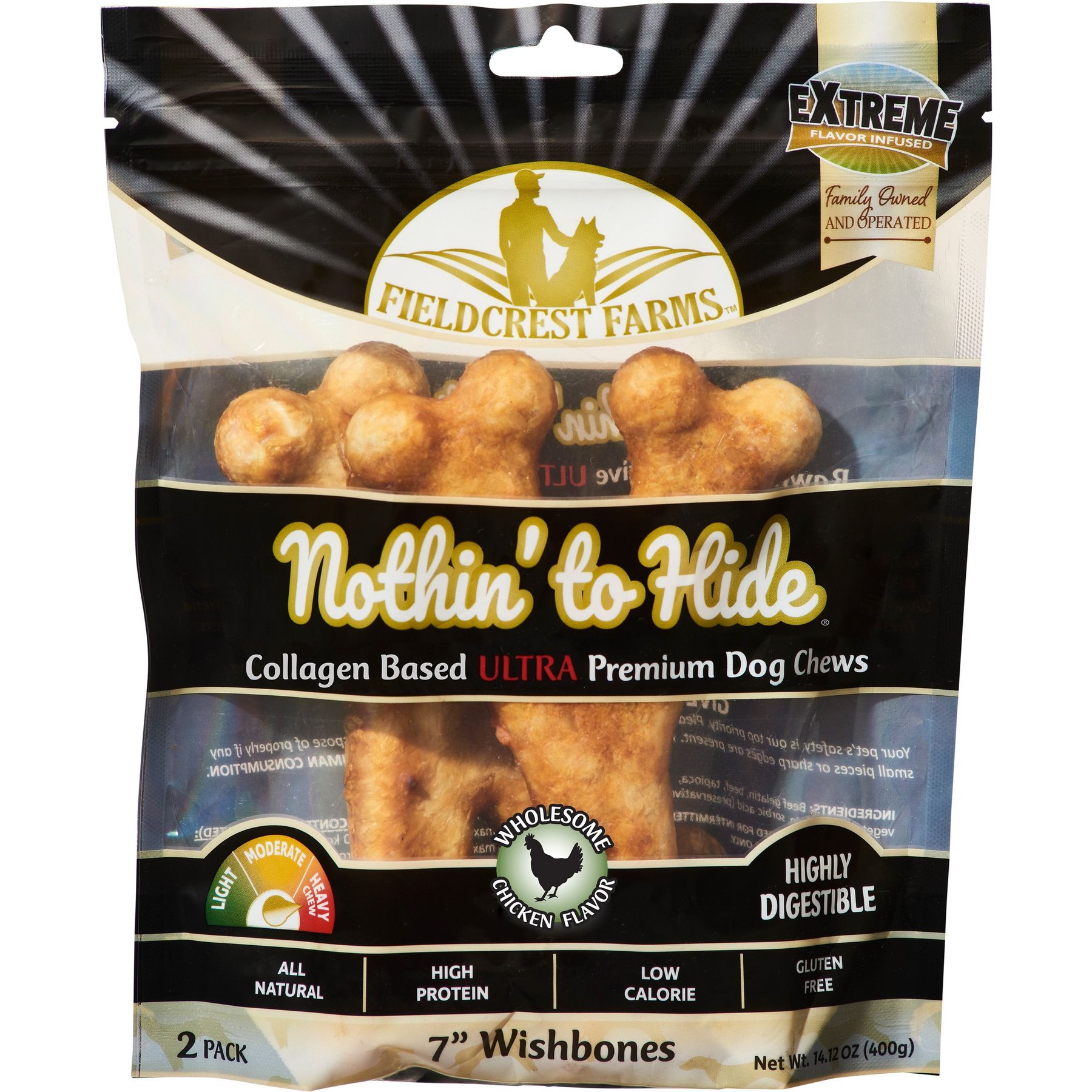 Fieldcrest Farms Nothin' To Hide 7-inch Ultra Wishbone Chicken Flavor Dog Chews, 2 count