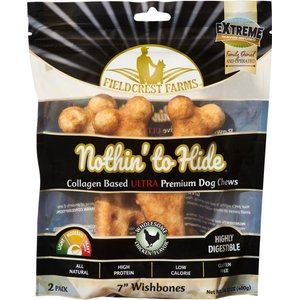 Fieldcrest Farms Nothin' To Hide 7-inch Ultra Wishbone Chicken Flavor Dog Chews, 2 count